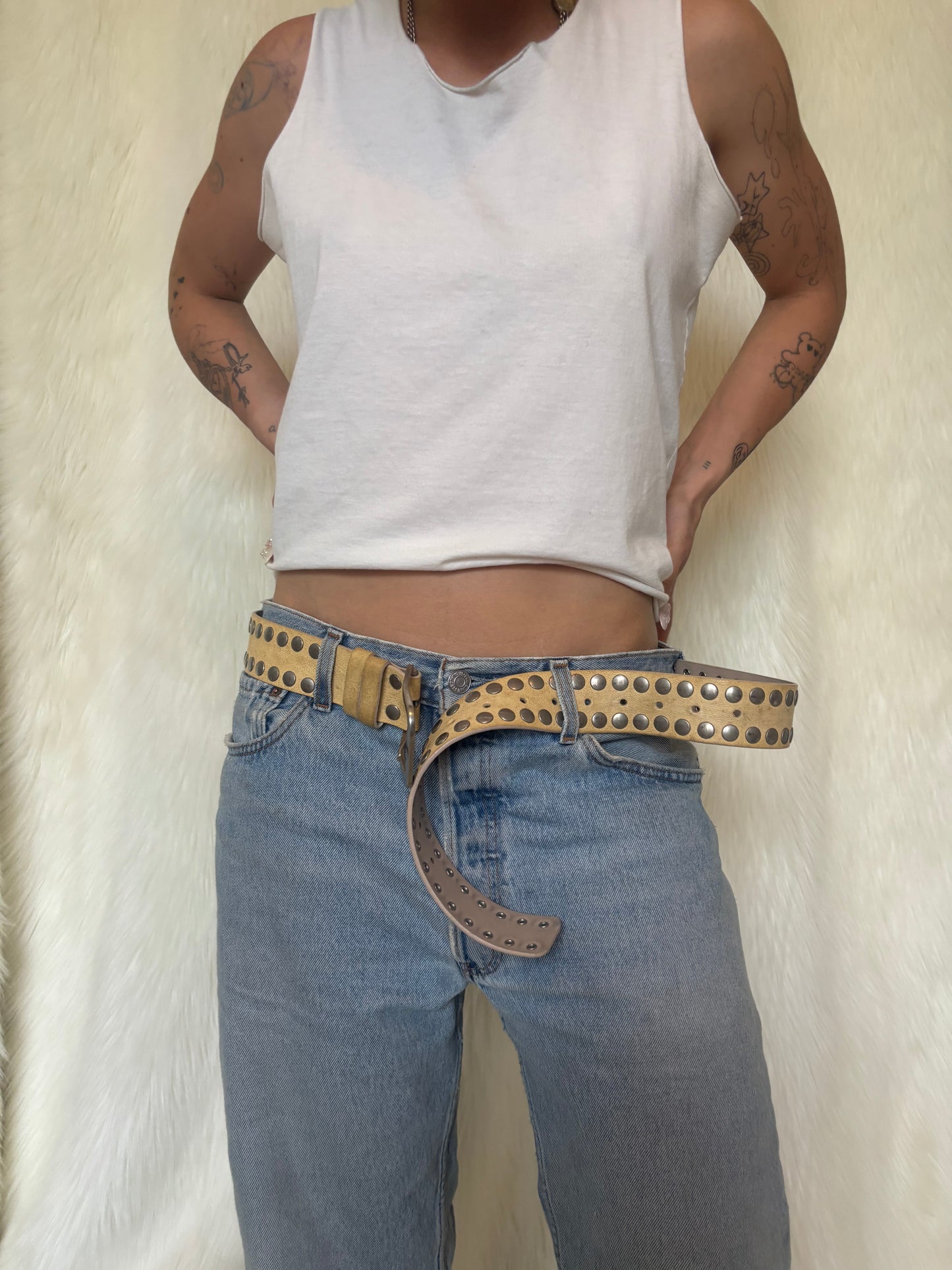 ANN DEMEULEMEESTER LEDEREN RIEM MET STUDS