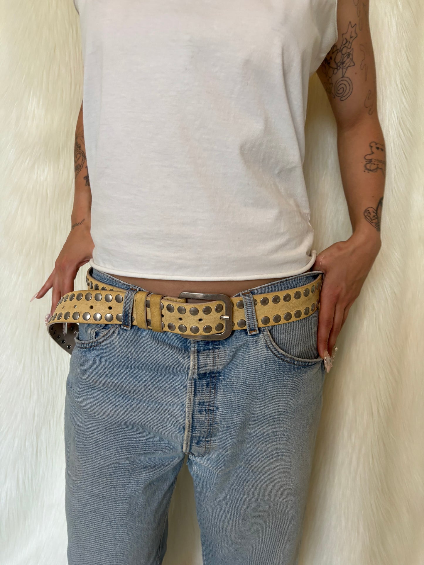 ANN DEMEULEMEESTER LEDEREN RIEM MET STUDS