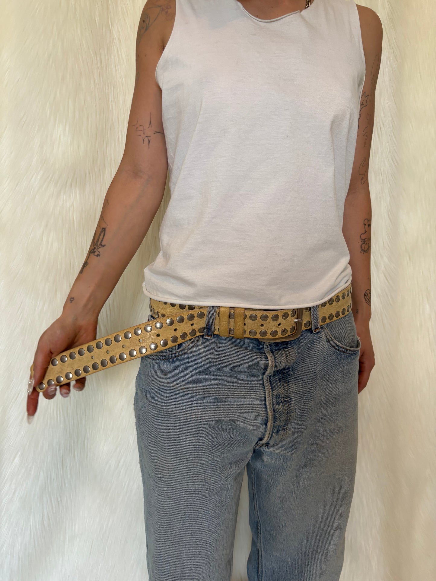 ANN DEMEULEMEESTER LEDEREN RIEM MET STUDS