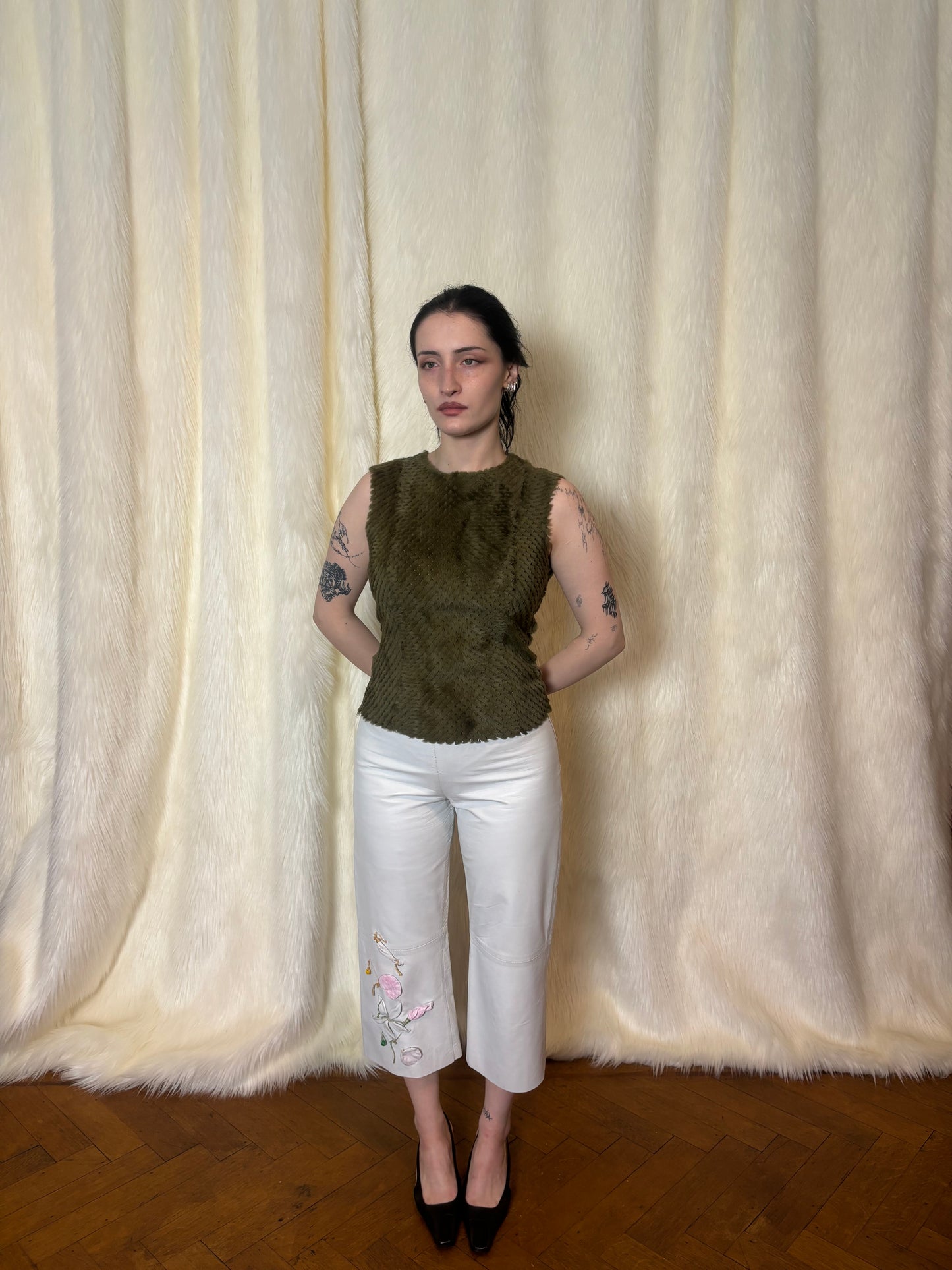 PLEIN SUD LEATHER TOP