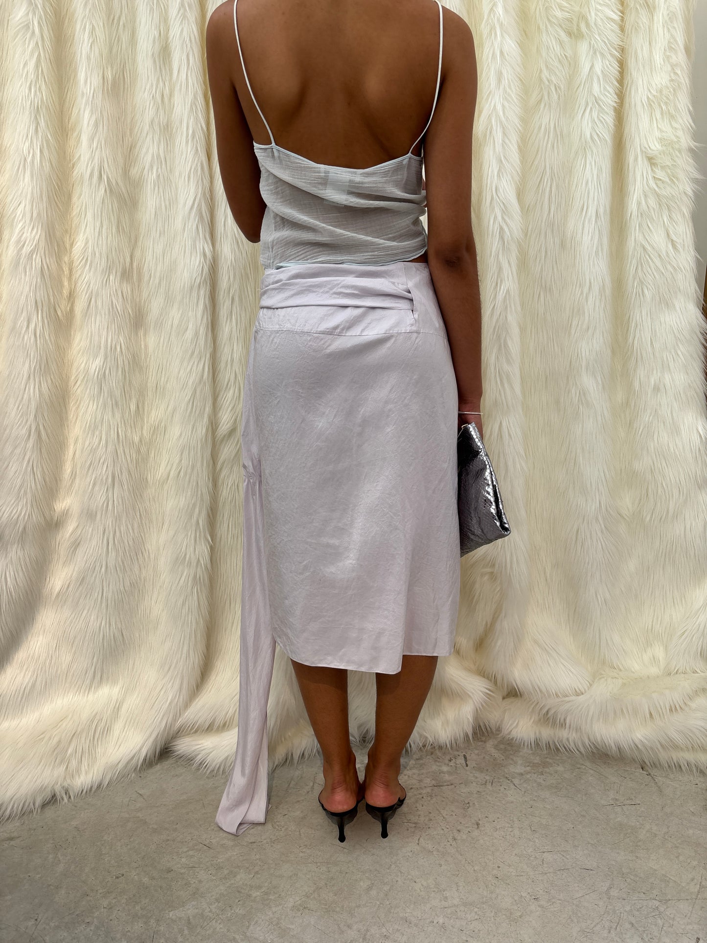 DONNA KARAN SILK WRAP SKIRT