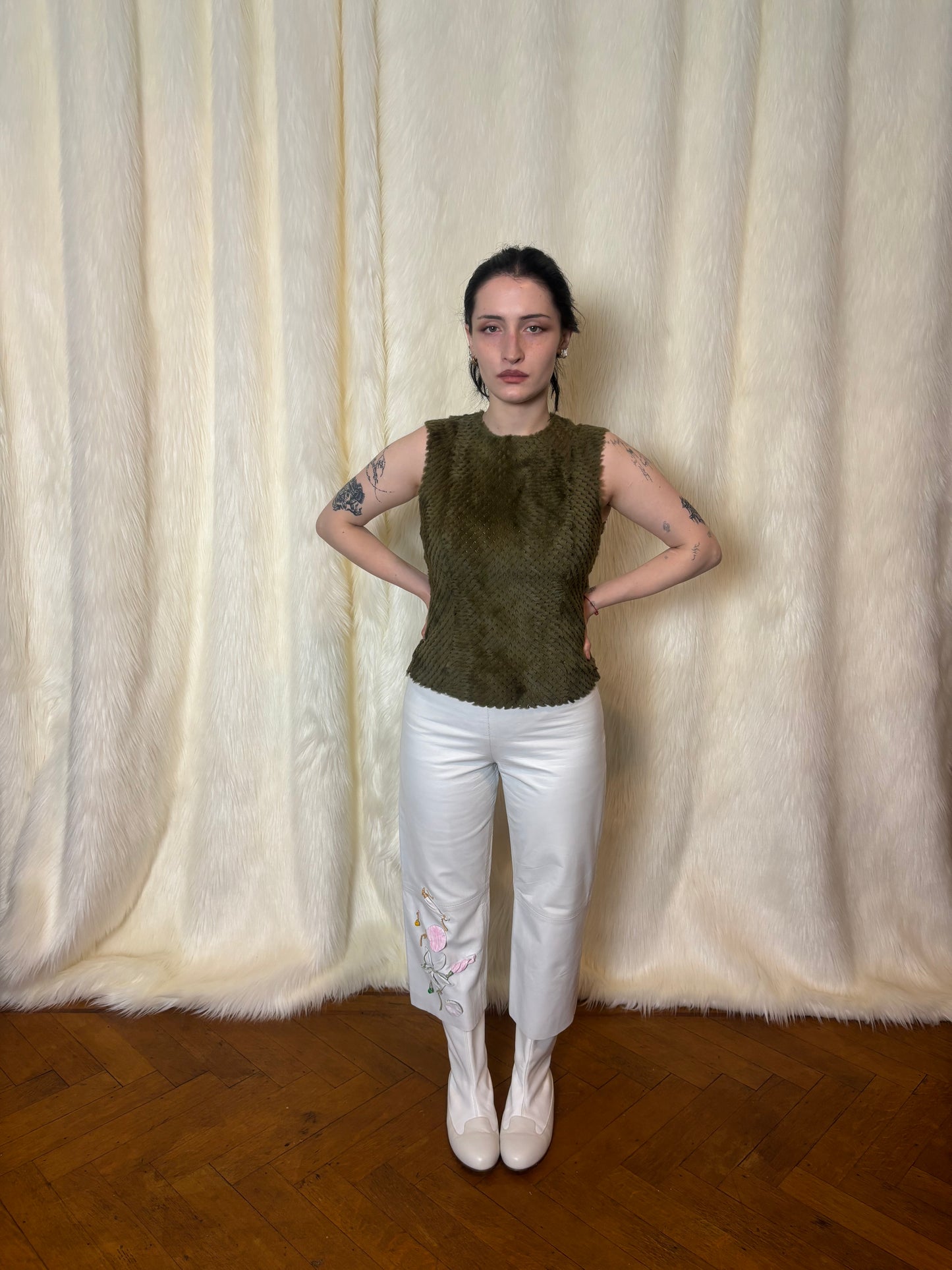 PLEIN SUD LEATHER TOP