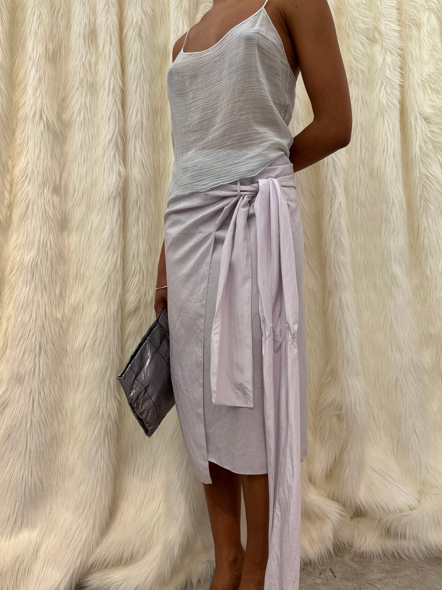 DONNA KARAN SILK WRAP SKIRT