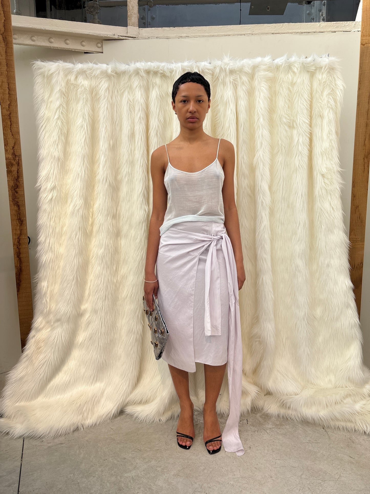 DONNA KARAN SILK WRAP SKIRT