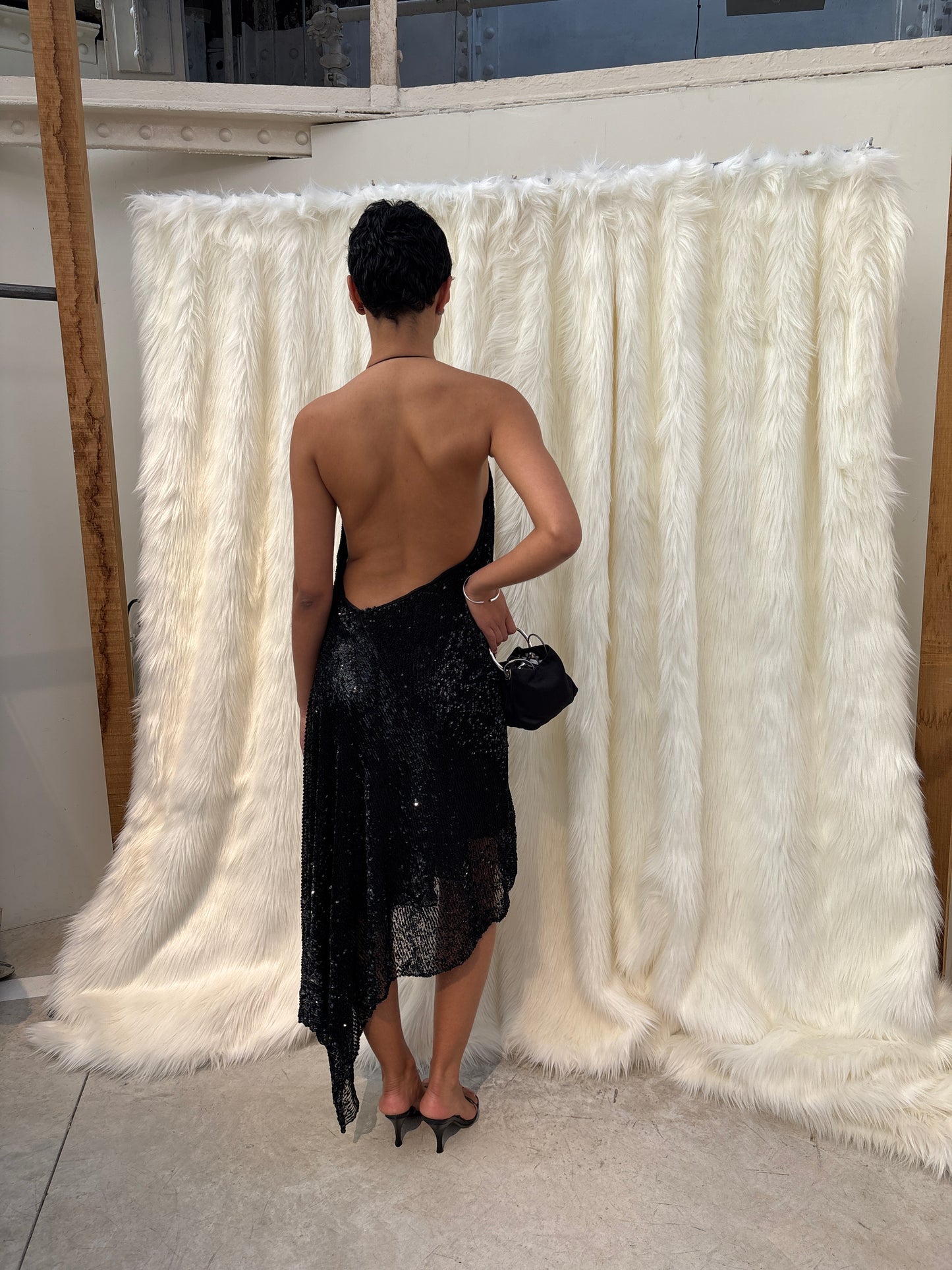 DONNA KARAN F/W2001 SEQUIN ASYMMETRIC DRESS