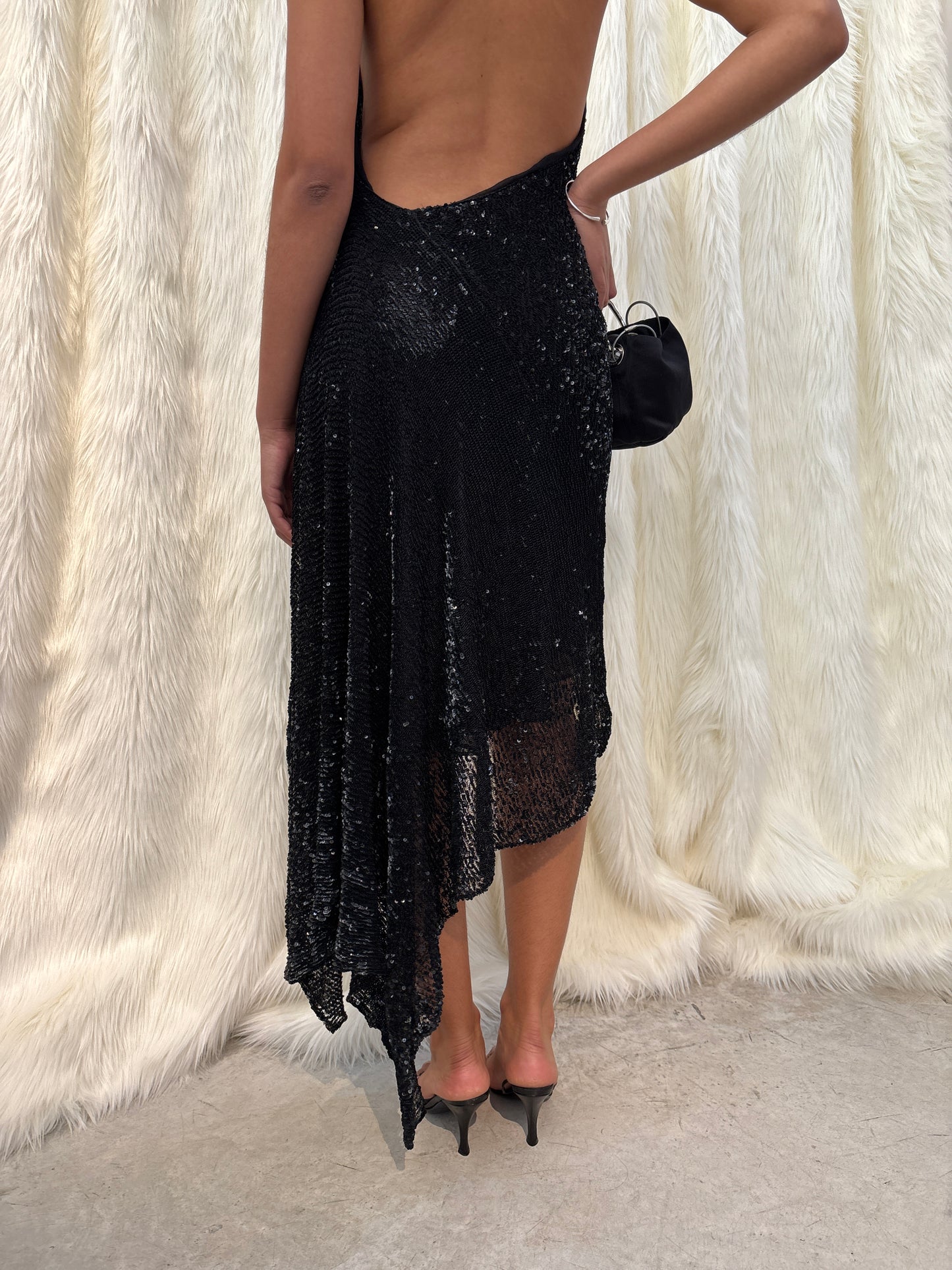 DONNA KARAN F/W2001 SEQUIN ASYMMETRIC DRESS