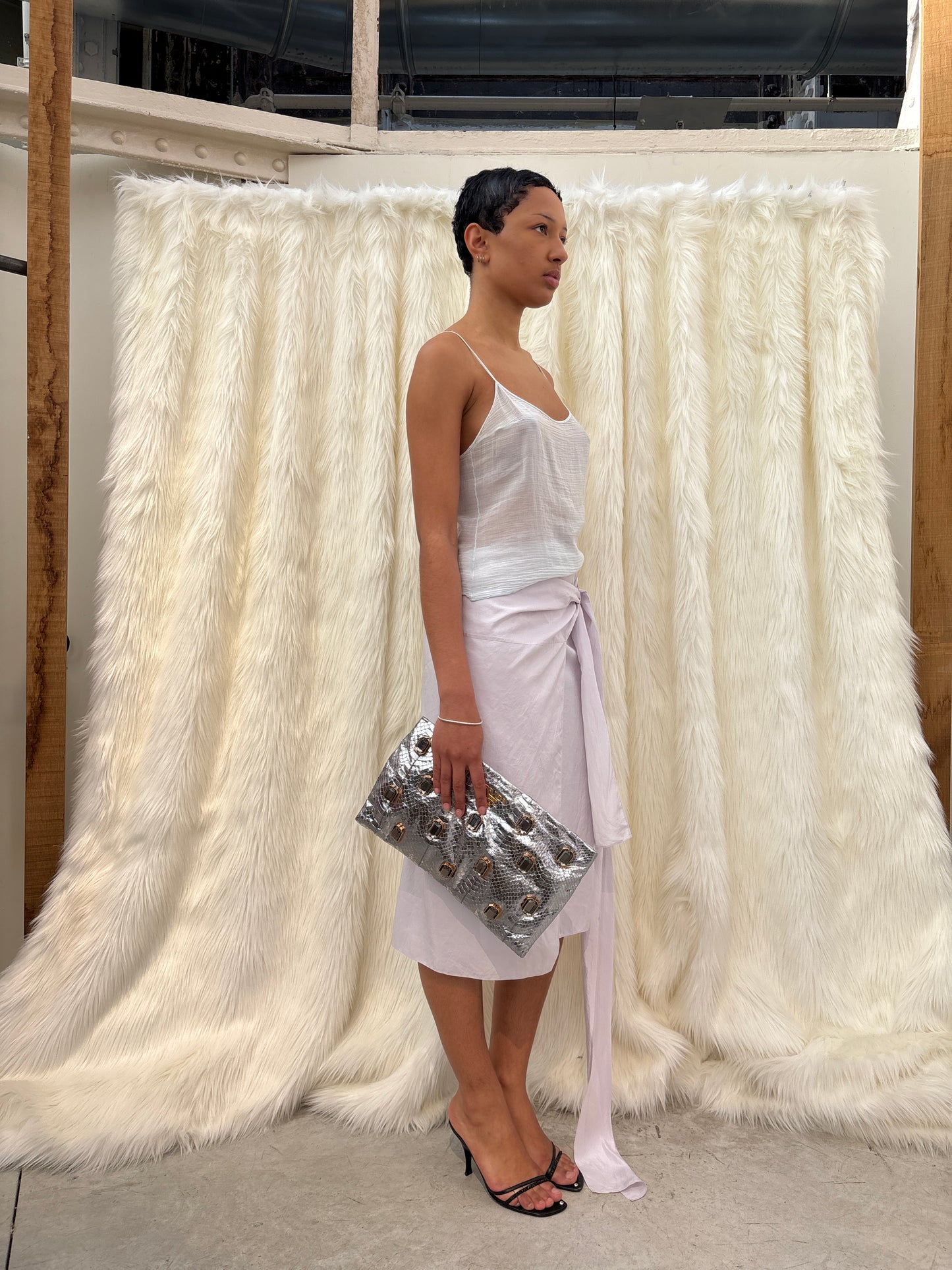 DONNA KARAN SILK WRAP SKIRT
