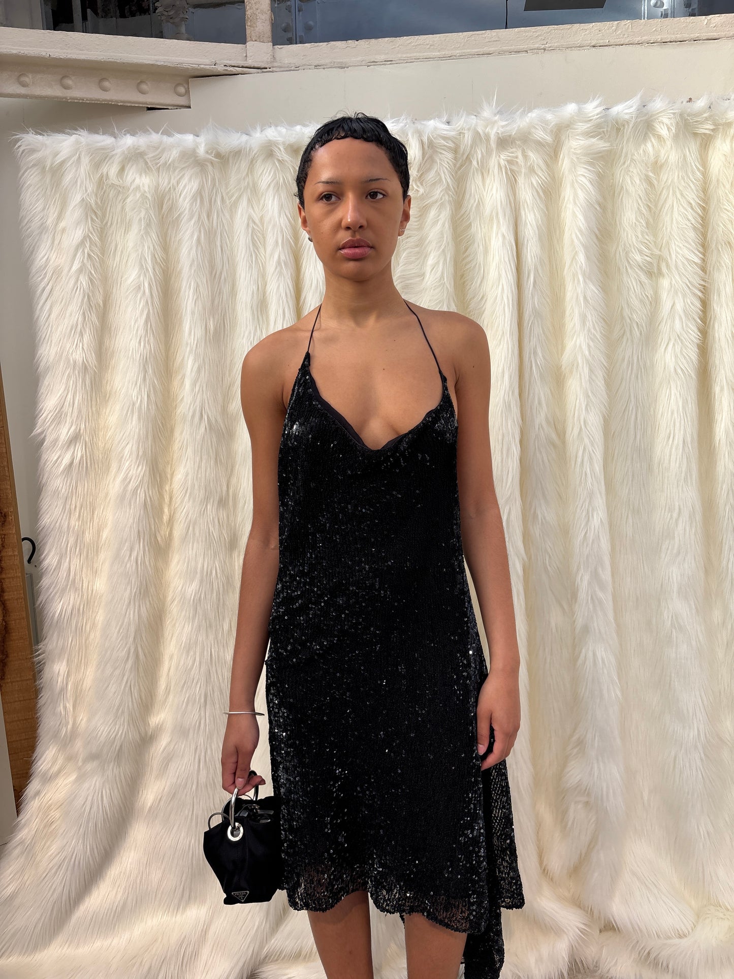 DONNA KARAN F/W2001 SEQUIN ASYMMETRIC DRESS