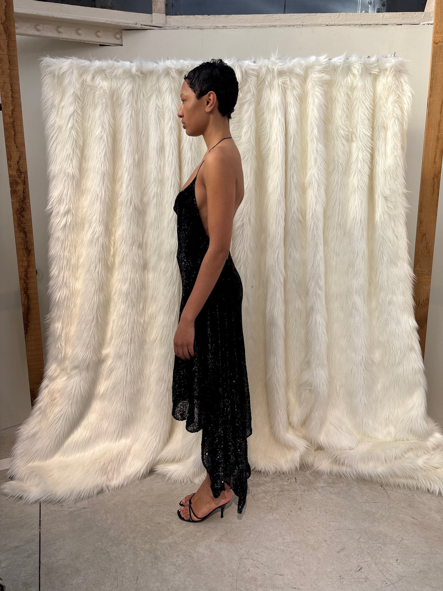 DONNA KARAN F/W2001 SEQUIN ASYMMETRIC DRESS