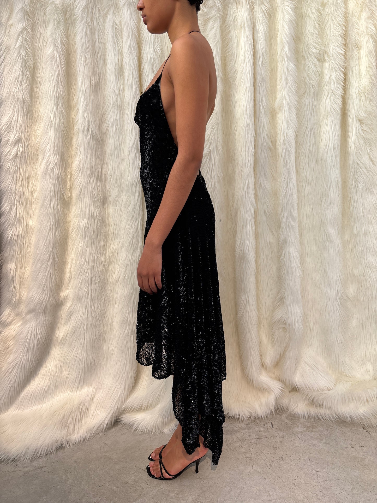 DONNA KARAN F/W2001 SEQUIN ASYMMETRIC DRESS