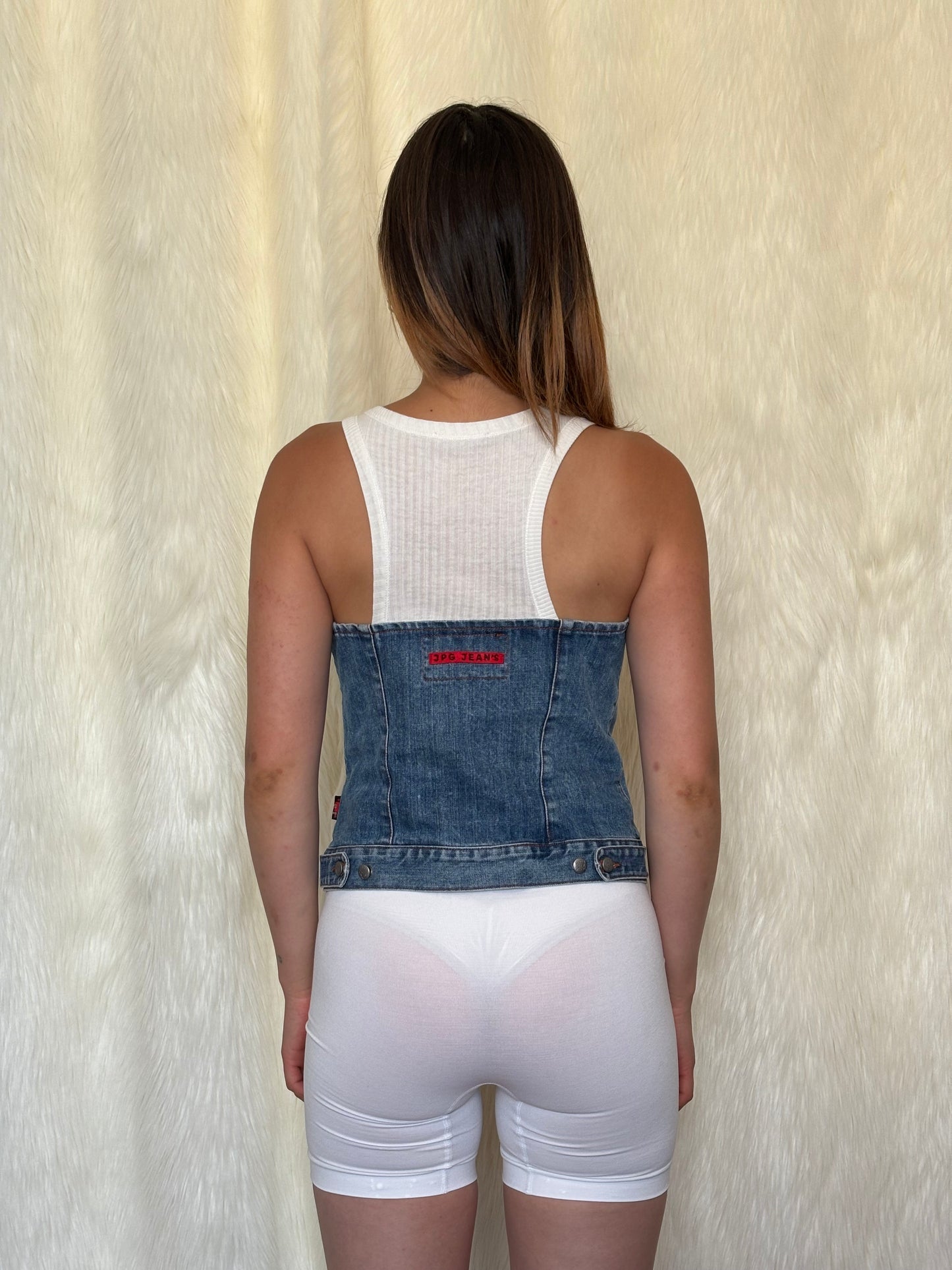 JEAN PAUL GAULTIER DENIM BUSTIER TANK TOP