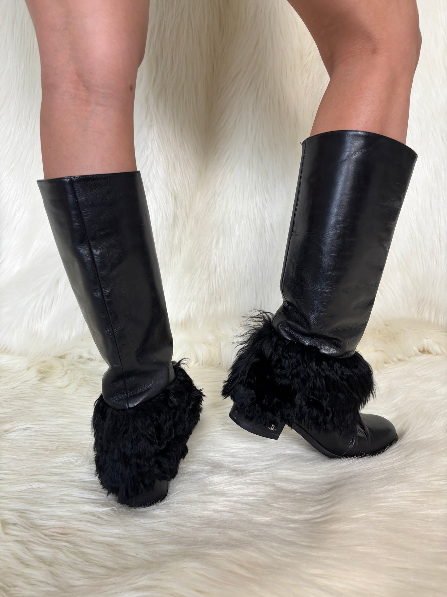 CHANEL BOOTS WITH FUR DETAIL