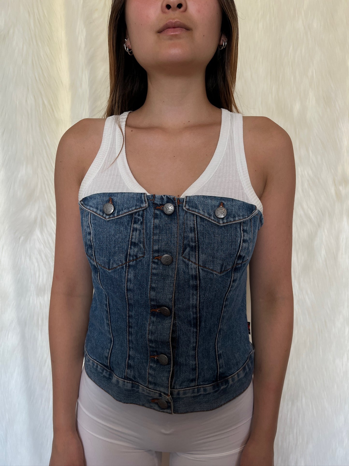 JEAN PAUL GAULTIER DENIM BUSTIER TANK TOP