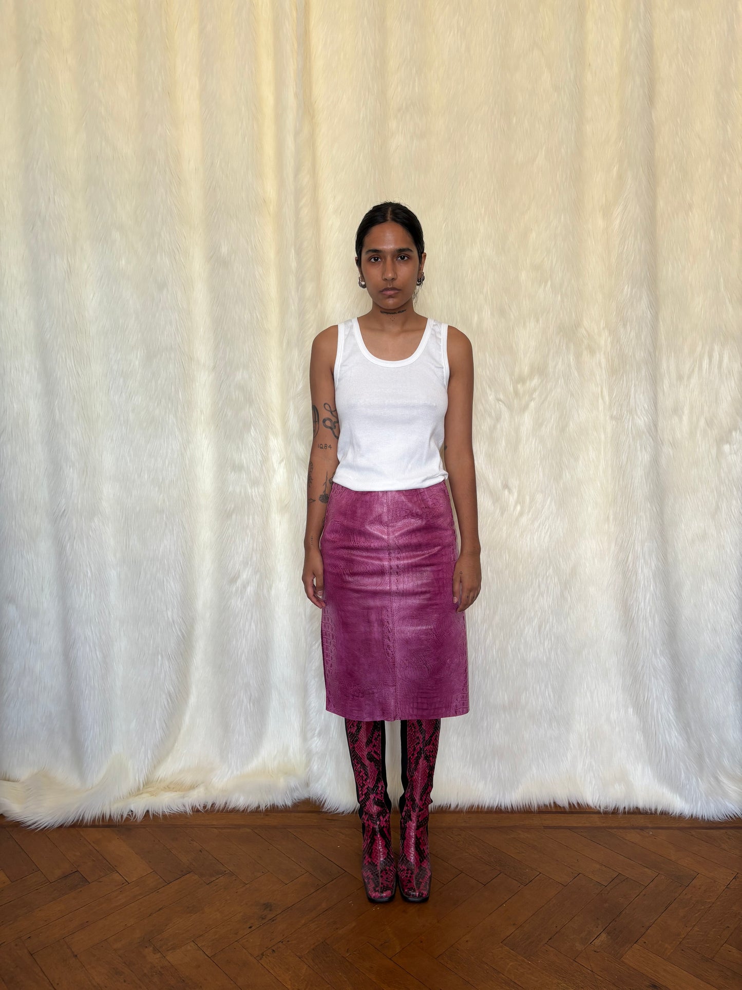 EMANUEL UNGARO LEATHER SKIRT