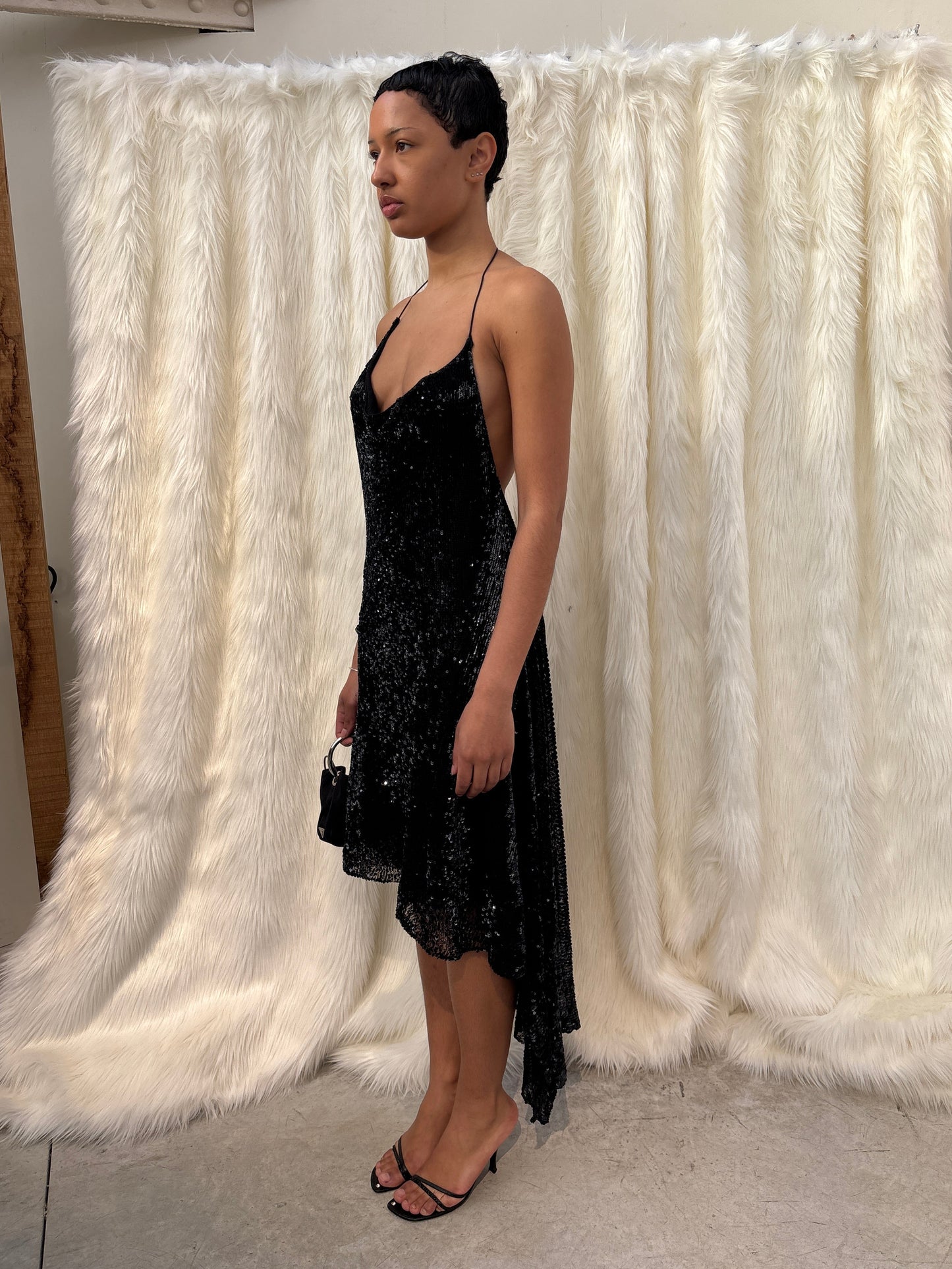 DONNA KARAN F/W2001 SEQUIN ASYMMETRIC DRESS
