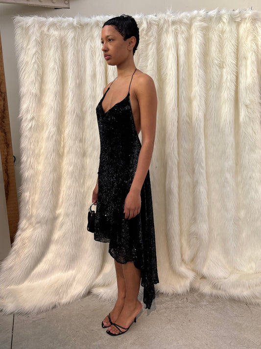 DONNA KARAN F/W2001 SEQUIN ASYMMETRIC DRESS