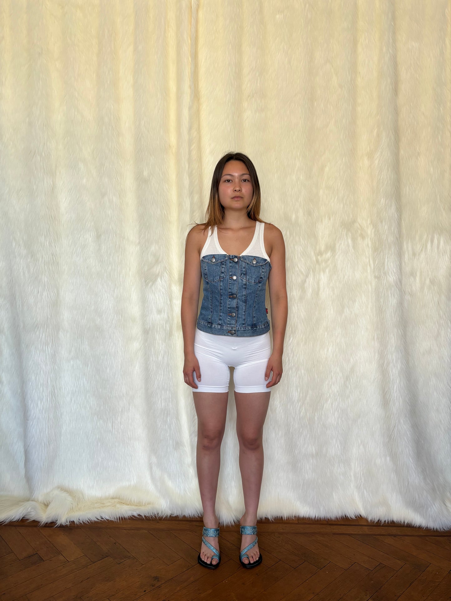 JEAN PAUL GAULTIER DENIM BUSTIER TANK TOP